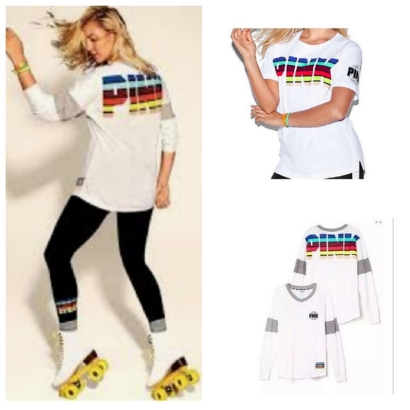 PINK Victoria's Secret Tops - ⚡🎈Lowest 3 Piece Retro Rainbow Set